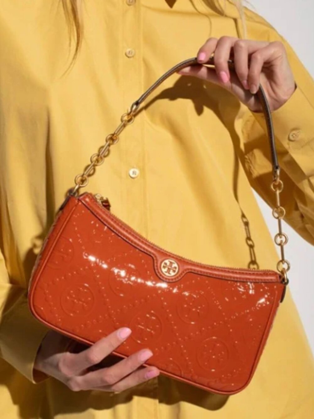 TORY BURCH T Monogram patent Spring Spice Studio Shoulder Bag / Crossbody New!